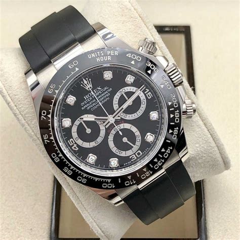 rolex white gold daytona black diamond dial|rolex daytona 116519ln.